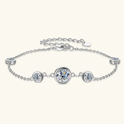 2024 New 18k Gold Plated Bracelet 925 Silver Chain 2mm D Color Bezel Moissanite Bracelets Fashion Women's Jewelry Gifts