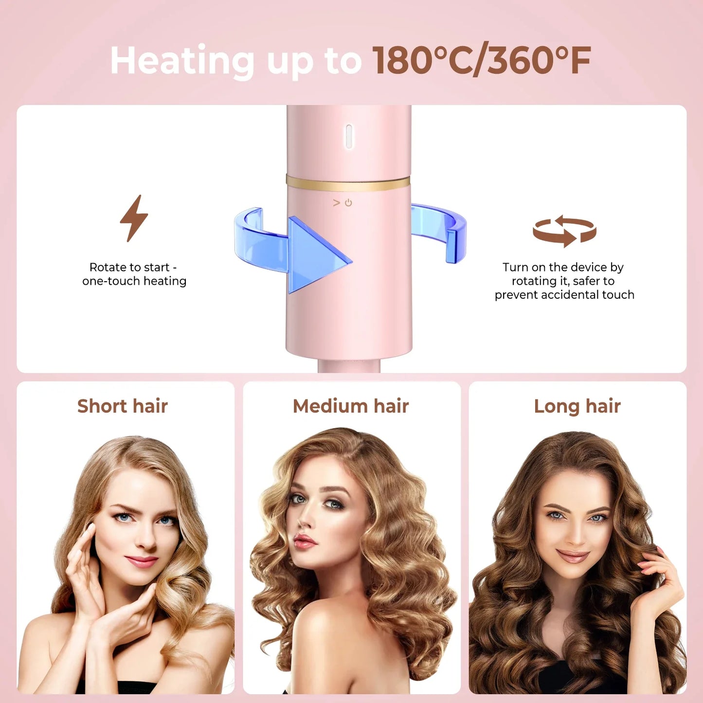 Electric Hair Curler for Women Professional Ceramic Curling Iron Adjustable Temperature Instant Heating Hair Styling Tool