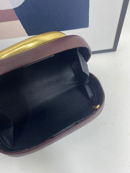 Big Gold Metal Closure Clutch Evening Bags For Women Luxury Designer Handbag And Purse Vintage Oval Box Chain Strap Shoulder