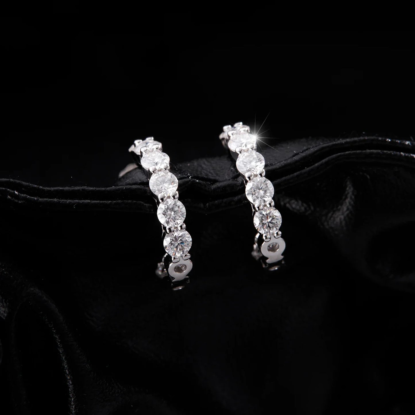 D Color C Shape Moissanite Earrings 925 Sterling Silver Charming Dazzling Hoop Earrings For Women Wedding Fine Jewelry
