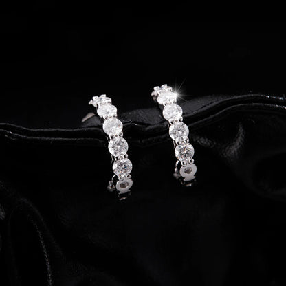 D Color C Shape Moissanite Earrings 925 Sterling Silver Charming Dazzling Hoop Earrings For Women Wedding Fine Jewelry