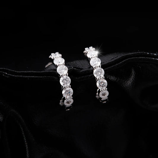 D Color C Shape Moissanite Earrings 925 Sterling Silver Charming Dazzling Hoop Earrings For Women Wedding Fine Jewelry