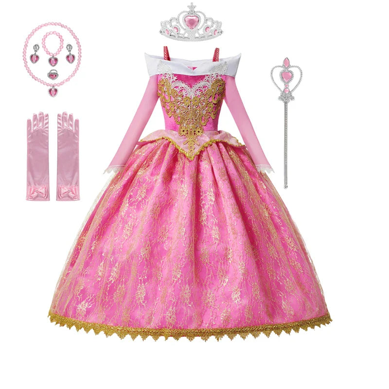 Vestido de Luxo Princesa Branca de Neve com Capa para Meninas Fantasia Infantil Cosplay de Fada Roupa de Carnaval para Crianças Vestido de Halloween