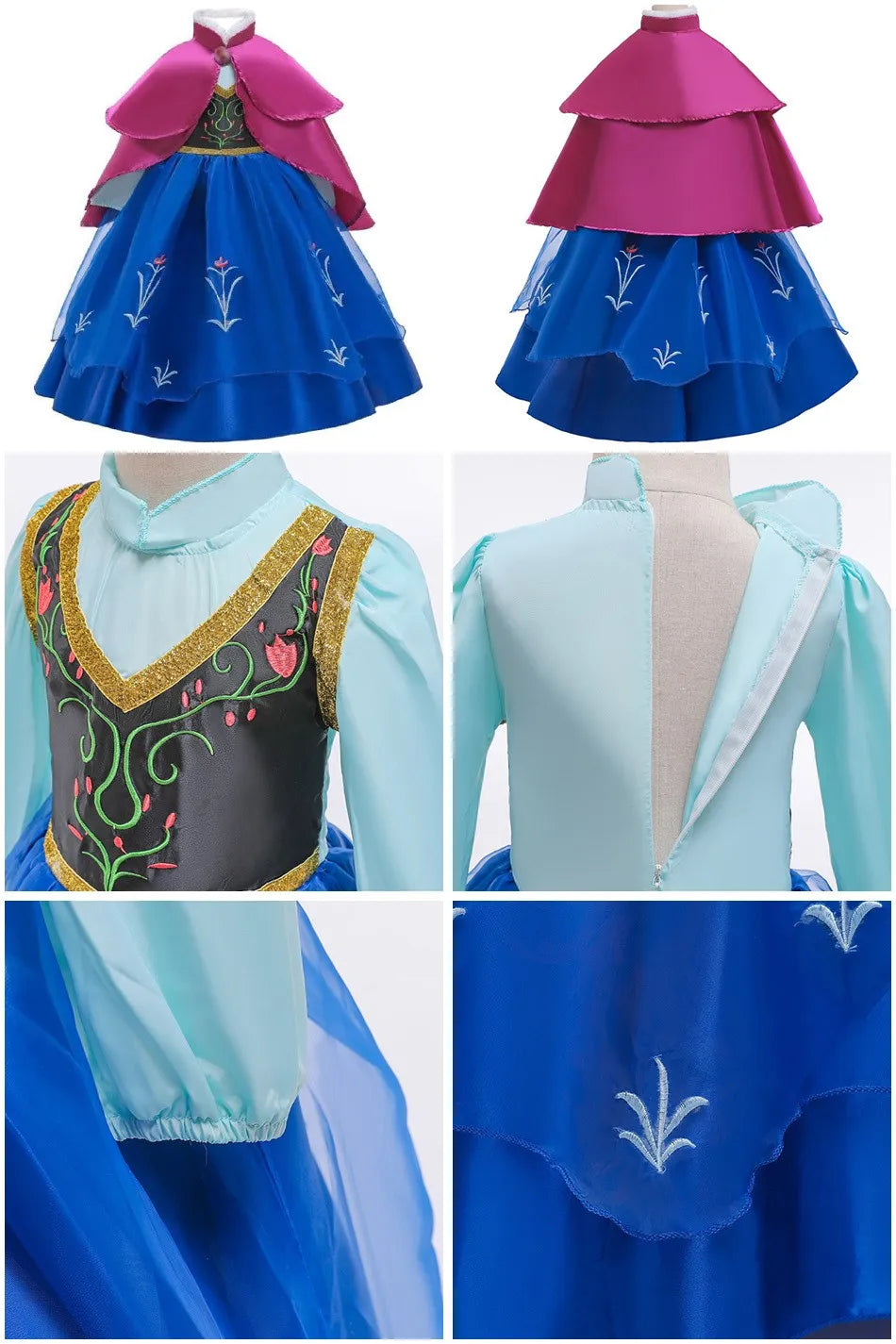 Vestido da Anna e Elsa para Meninas, Fantasia Cosplay Infantil de Halloween, Vestidos de Princesa para Crianças, Festa de Aniversário Elegante, Roupas de Carnaval 3-10 Anos
