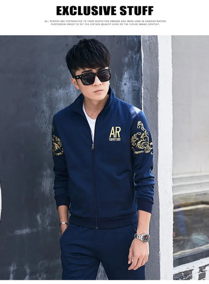 Plus Size 5XL 6XL Men's Tracksuit Autumn Clothes Sportswear Two Piece Set Men Jacket Sweatpants Male Sweatsuit Sports Suits Sets