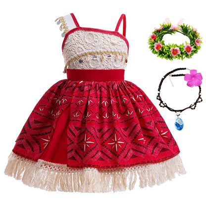 2024 Novo Filme Moana 2 Vestido Meninas Festa de Halloween Fantasia de Aventura Princesa para Menina Roupas Chiques Infantil Roupa Vaiana Muababy