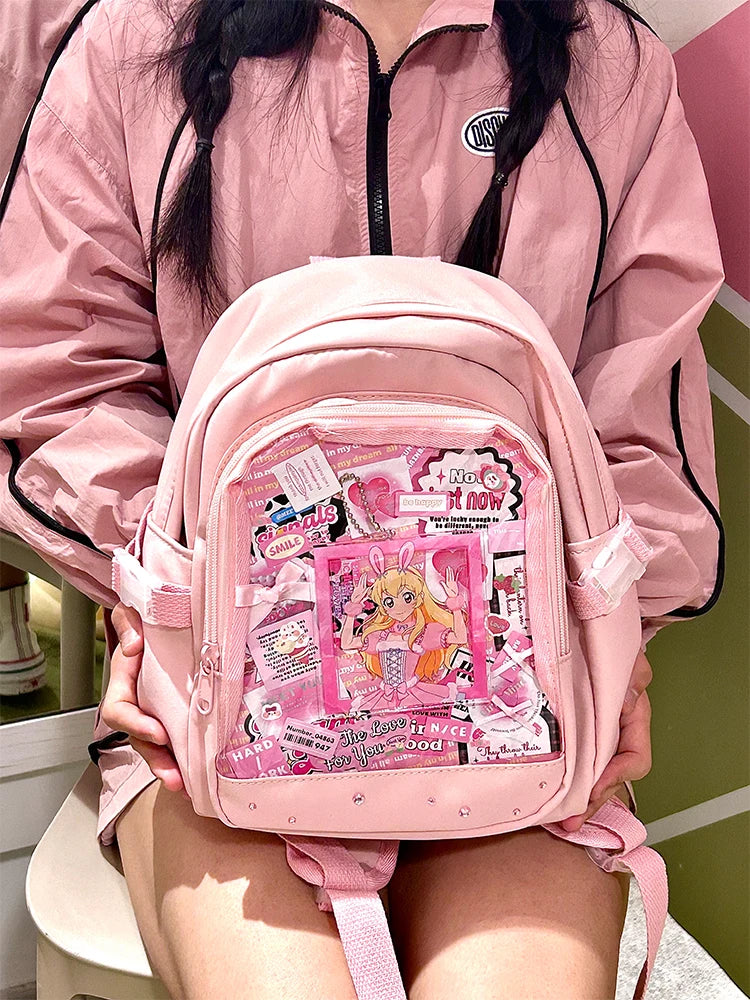 Cute Mini Backpack Women Kawaii Ita Bag Sweet Girl Transparent Rucksack DIY Personality Display Knapsack Lolita Shoulder Bag