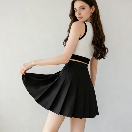 Sweet college style 2026 summer new pleated skirt high waist slimming versatile safety pants half skirt anti slip short skirt