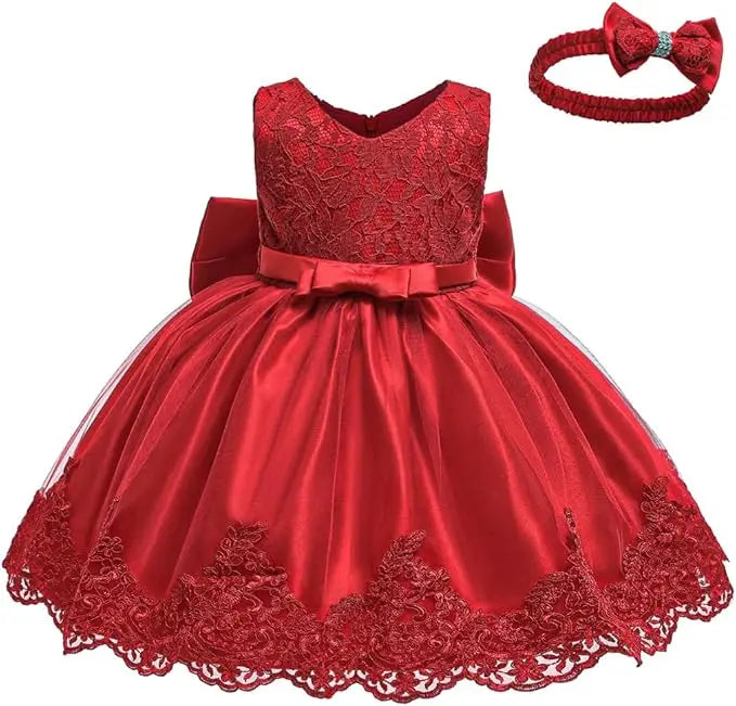 Girls White Baptism Dress Bridesmaid Dresses For Wedding Prom Gown Big Bow Girls Elegant Dresses Red Puffy Christmas Dress