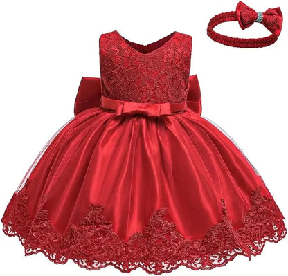 Girls White Baptism Dress Bridesmaid Dresses For Wedding Prom Gown Big Bow Girls Elegant Dresses Red Puffy Christmas Dress