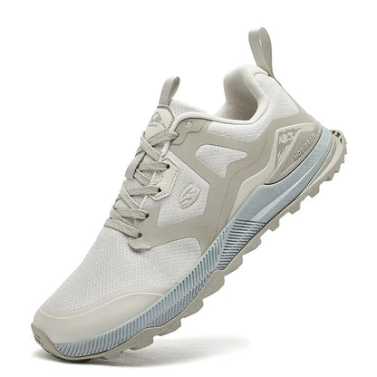 Unisex Hiking Sneakers Lace-Up Walking Shoes Outdoor Travel Artificial Leather Sneakers