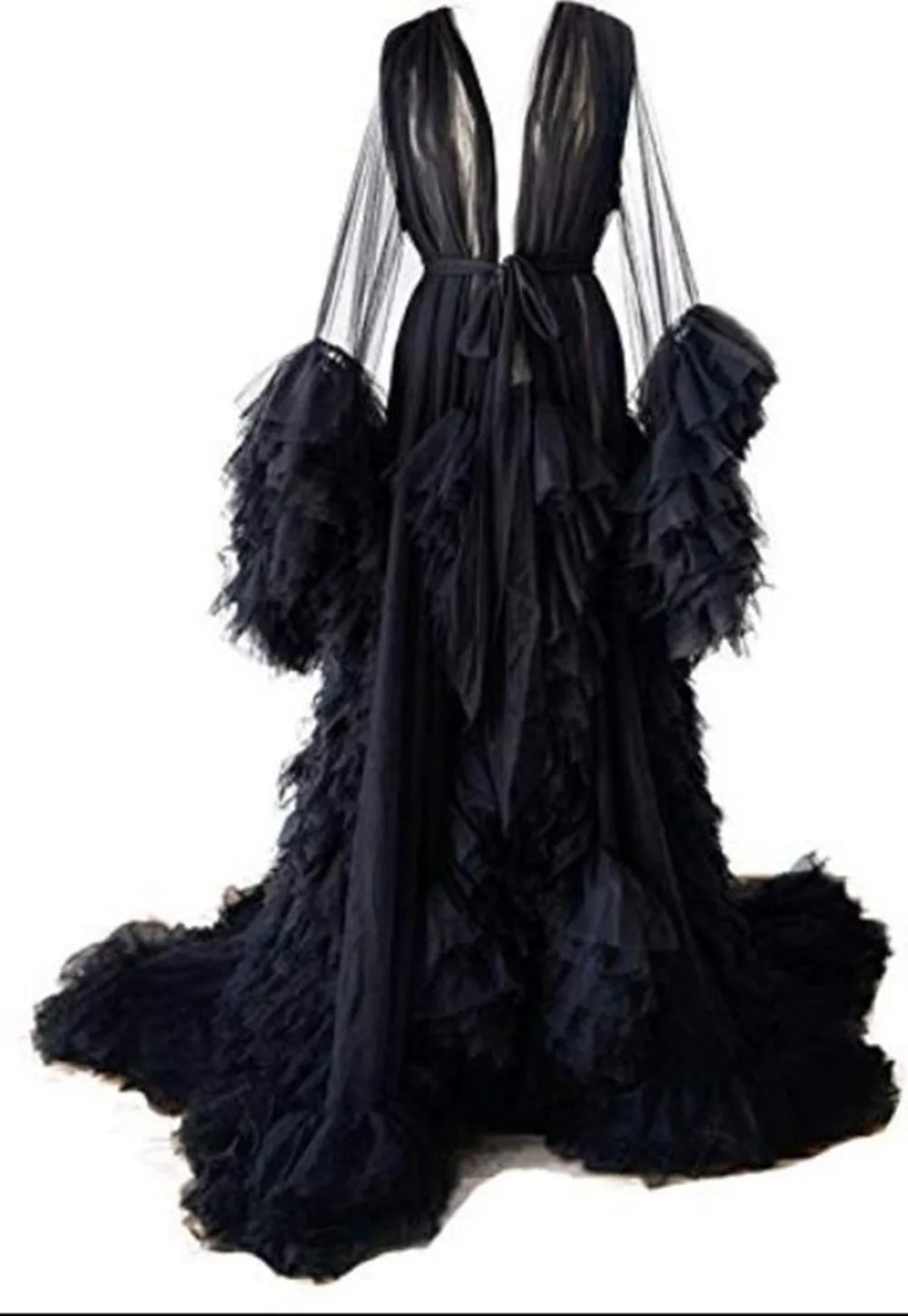 Maternity Star Dresses Robe Tiered Ruffles Photoshoot Babyshower Bathrobe Maternity Dress Sexy Kimono Party Birthday Gowns