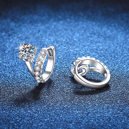 Luxury Platinum Earrings PT950 Asymmetric French Design Women's Buckle D Colour Moissanite Diamond White Gold Jewelry