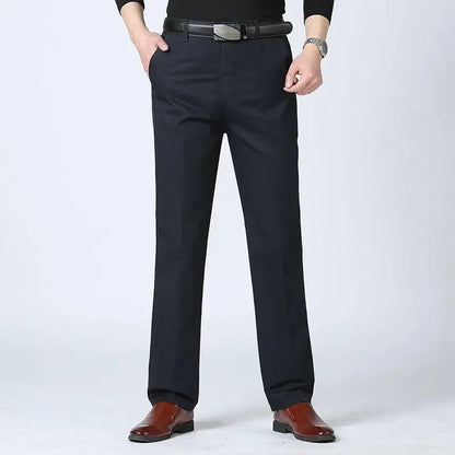 Men's Classic 100% Cotton Summer Thin Pant Autumn Thick Casual Bland High Waist Trousers Business Office Cargo Pants GOZBKF
