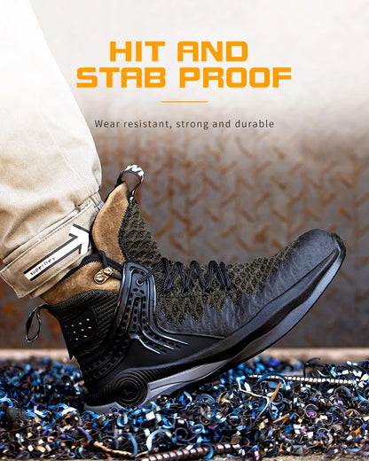 Man Safety Shoes Puncture-Proof Work Sneakers Lightweight Men Steel Toe Shoes Safety Boots Indestructible Work Boots Winter Warm