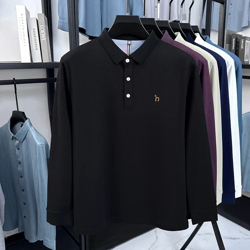 Premium Brand Quality Men's Polo Shirt Autumn Fashion Cartoon Embroid Long Sleeve Exquisite Lapel T-Shirt Business Menswear Top