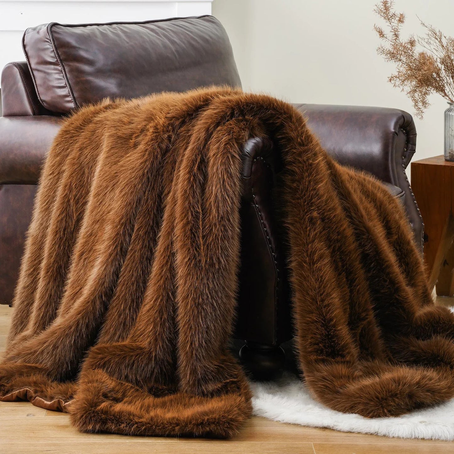 Fluffy Soft Blankets Luxury Fur blanket for Bed Sofa Mink Faux Fur Throw and Blankets Large Warm Blanket for Home Decor