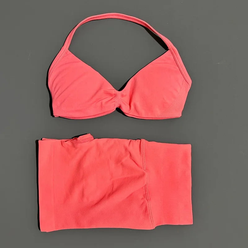 2 Piece Yoga Sets Women  Low Waist Seamless Push Up Bra Scrunch Butt Lift No Digging Comfortable Gym Running Tracksuits