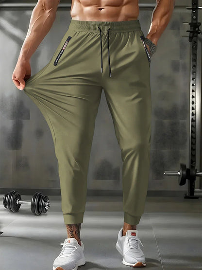 Men's Athletic Stretchy Quick Dry Pants with Zipper Pockets Lightweight Sweatpants for Outdoor Hiking Fishing Running Workout