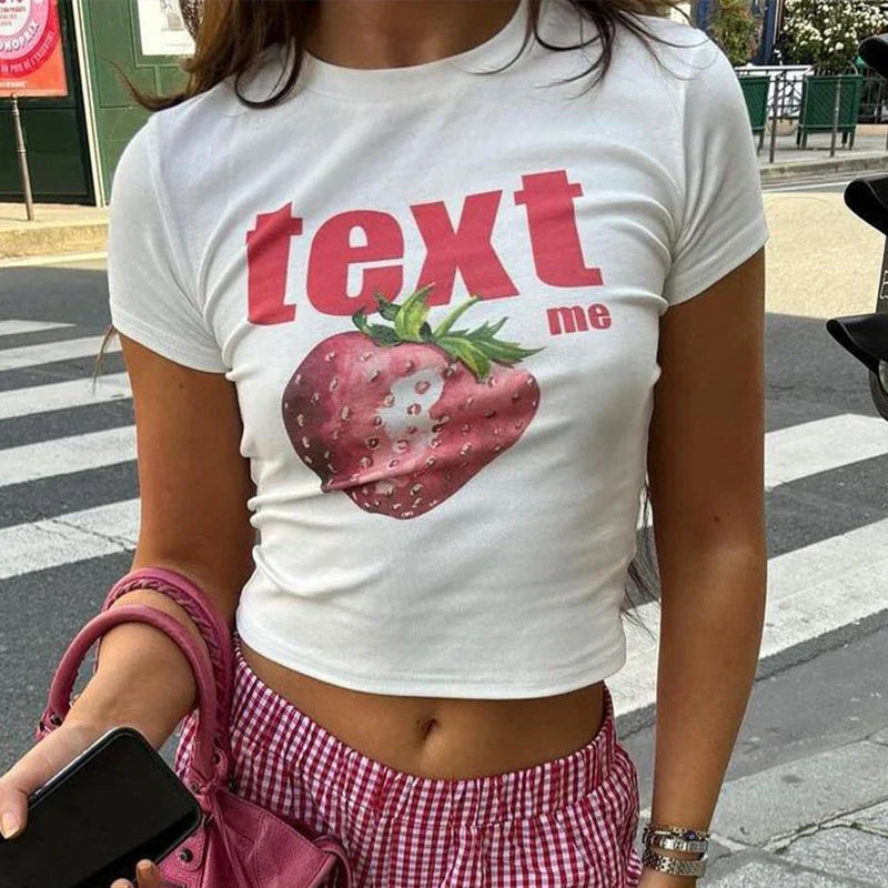 PORTUGAL Cute 2000s Aesthetics Letter Print Blue Baby Tees Y2K Streetwear O-neck Short Sleeve Crop Tops Women Fashion 2023 Slim