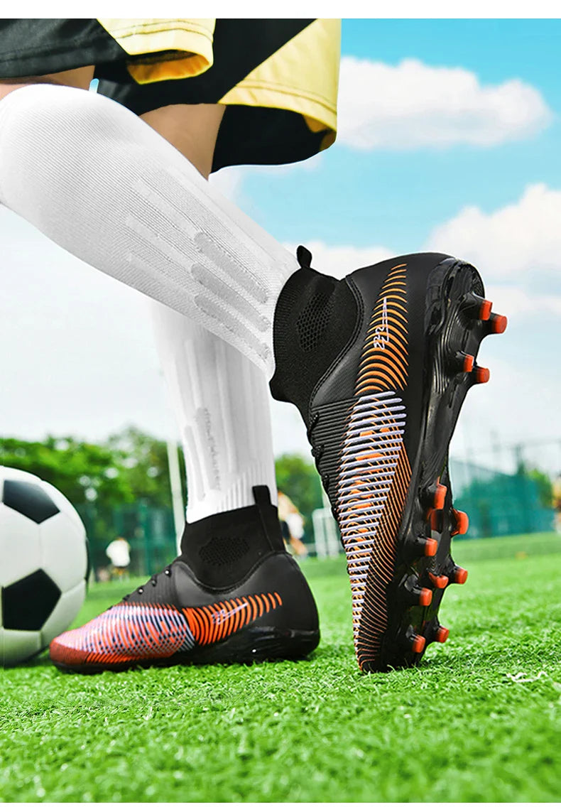 Double Star 2026 New High-Top AG Soccer Boots, Long Studs, for Teenagers, Primary School Students, Adults and Kids, Match & Trai