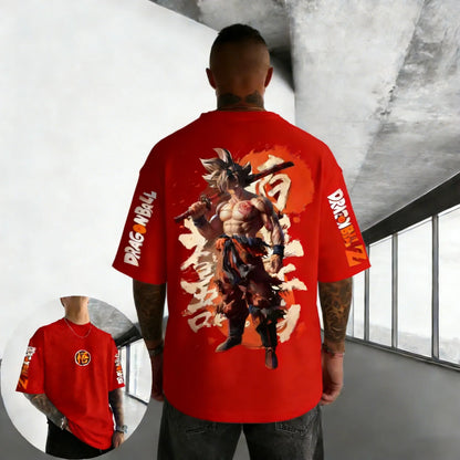 Oversized Cotton T-shirt Summer New Goku Printed Neutral Street Hip Hop Loose Casual Short Sleeve Top
