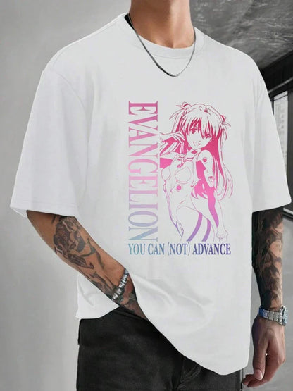 Summer Trendy Anime Evangelion Graphic T Shirts Men's Clothing Oversized Casual Loose Women's Short Sleeved Tee Tops Y2k Clothes
