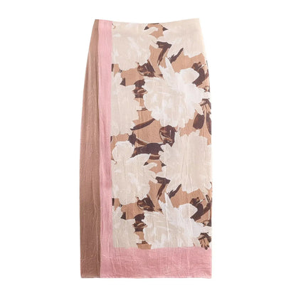 Autumn And Winter New Women Printed Daily Skirt Effect Office Appointment Midi Skirt High Waist Commute Suitable Slim Fit Skirt