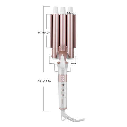 Hatteker Professional Hair Curling Iron Ceramic Triple Barrel Waver Electric Hair Styling Tool for Versatile Curls And Waves EU