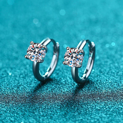 1ct Moissanite Hoop Earrings S925 Sterling Silver with 18k White Gold Plated Diamond Gem Earring for Women Jewelry Gifts