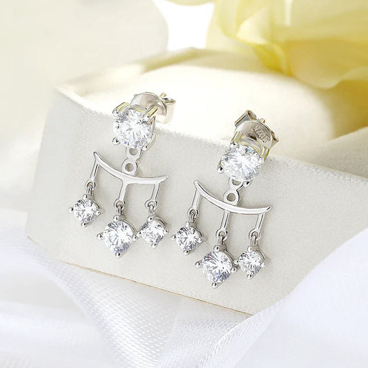 2CTTW Full Moissanite Drop Earrings for Women Sparkling Brilliant cut S925 Sterling Silver Plated 18k Wedding Jewelry