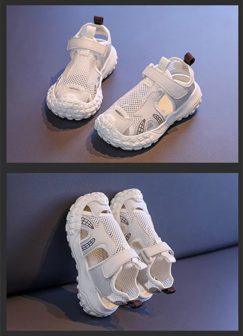 Children's sports sandals 2025new style summer girls' single mesh casual shoes anti-slip boys' closed-toe soft-soled beach shoes