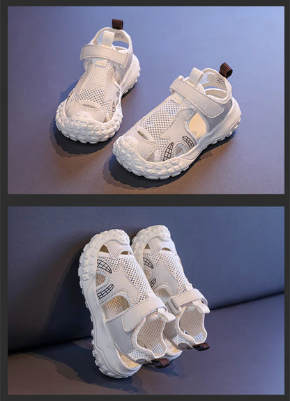 Children's sports sandals 2025new style summer girls' single mesh casual shoes anti-slip boys' closed-toe soft-soled beach shoes