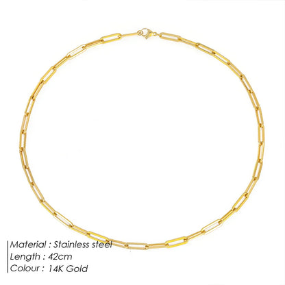 Fashion Paperclip Link Chain Women Necklace Stainless Steel Gold Color Chain Necklace For Women Men Jewelry Gift