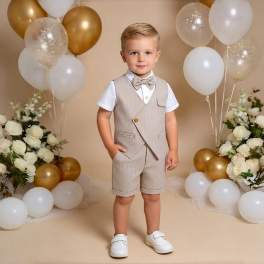 Flower Boys Wedding Outfit for 1-7 Years Kids Gentleman Vest Suit Children Birthday Formal Summer Clothes