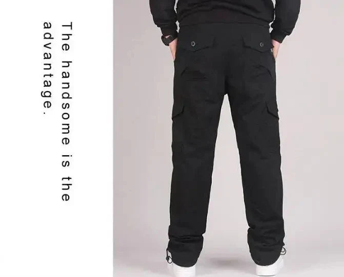 Men's Winter Cargo Pants Double Layer Fleece Warm Thick Camouflage Tactical Cotton Long Trousers Men Baggy Casual Cotton Pants