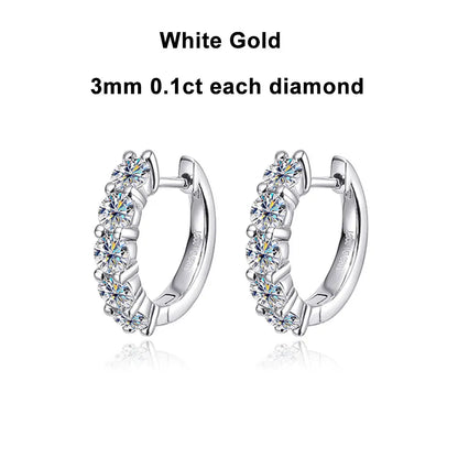 D Color Moissanite Loop Earring 925 Sterling Sliver Plated with 18k White Gold Earring for Women Sparkling Fine Jewelry