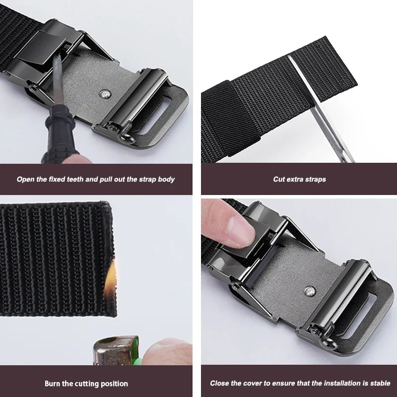 Fashion Men's Belt, Alloy Automatic Buckle, Canvas Belt, Sports Belt, Large Size 110-160cm Can Cut Belt, Men's Automatic Belt