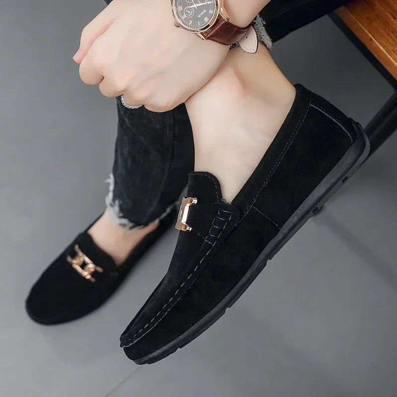 Fashion Suede Men Casual Shoes  Breathable Comfort Slip-on Mens Driving Shoes Luxury Brand Men Loafers Mens Lazy Shoes Moccasin