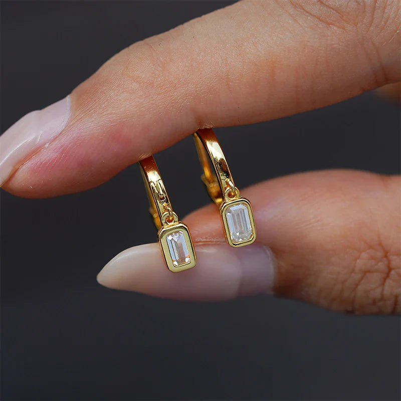 0.5ct Emerald Cut Moissanite Drops Earrings for Women Wedding Party Luxury Jewelry 925 Silver Original Ladies' Earrings