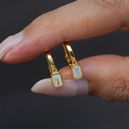 0.5ct Emerald Cut Moissanite Drops Earrings for Women Wedding Party Luxury Jewelry 925 Silver Original Ladies' Earrings
