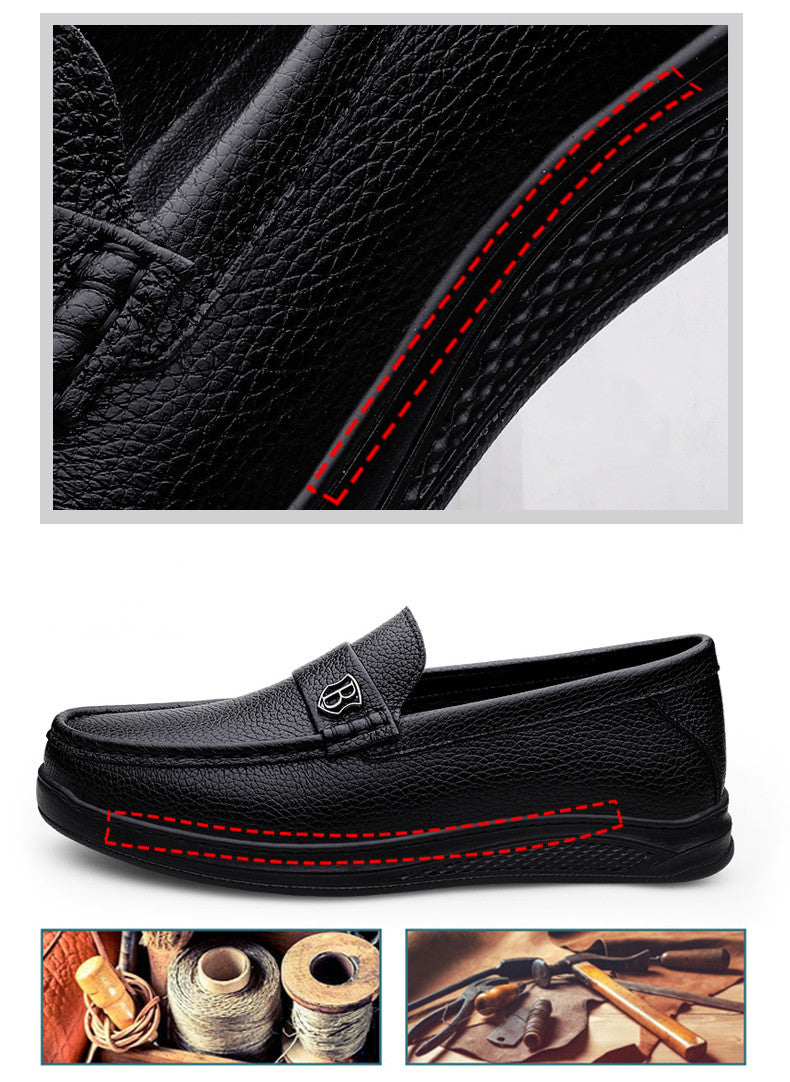 Genuine Leather Casual Shoes Men Handmade Slip on Platform Walking Shoes Outdoor Footwear Driving Loafers Breathable Sneakers