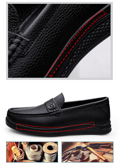 Genuine Leather Casual Shoes Men Handmade Slip on Platform Walking Shoes Outdoor Footwear Driving Loafers Breathable Sneakers