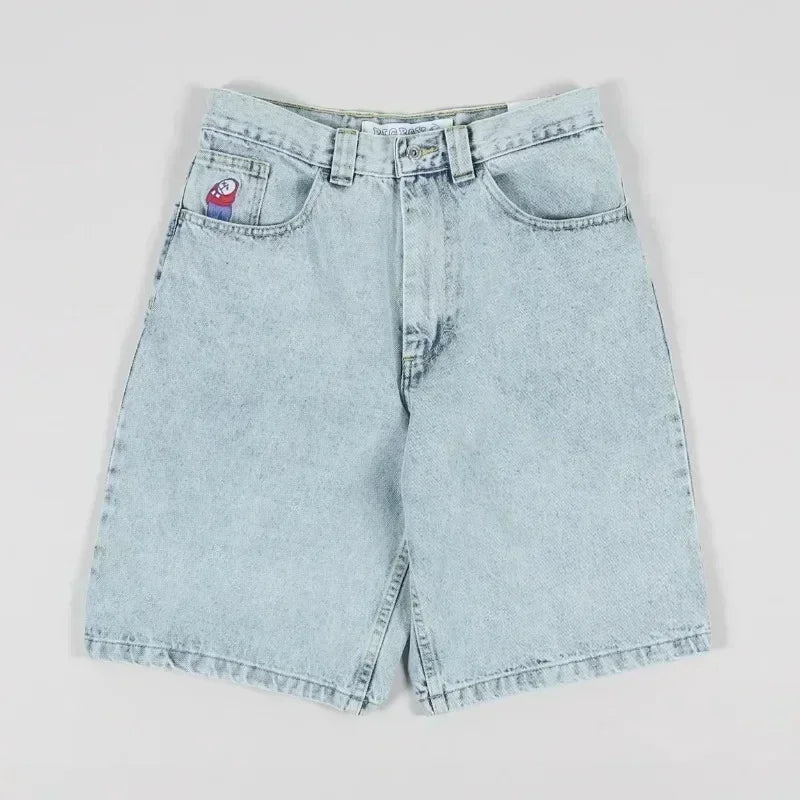 Shorts Letter Cartoon Patchwork Loose Jeans Wide Leg Pants Harajuku Rock Pants Men