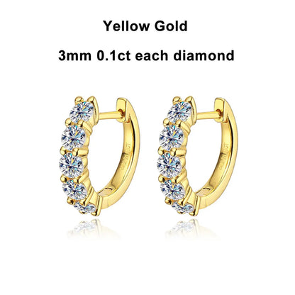 D Color Moissanite Loop Earring 925 Sterling Sliver Plated with 18k White Gold Earring for Women Sparkling Fine Jewelry