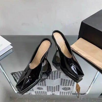 Show Style 10.5cm High Heel Fish Mouth Sandals Spring/Summer Black and White Fashion Sexy Professional Commuter Slippers Size 43
