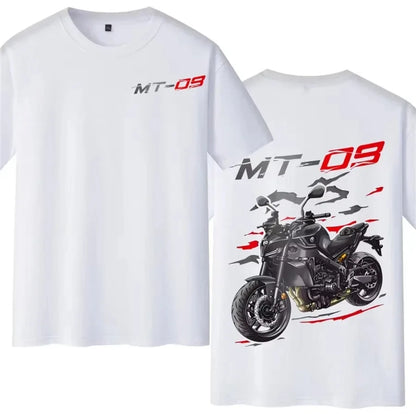 MT-09 Motorcycle Rider Cotton Printed T-shirt, Men's and Women's Short-sleeved Retro Casual Cotton Graphic T-shirt