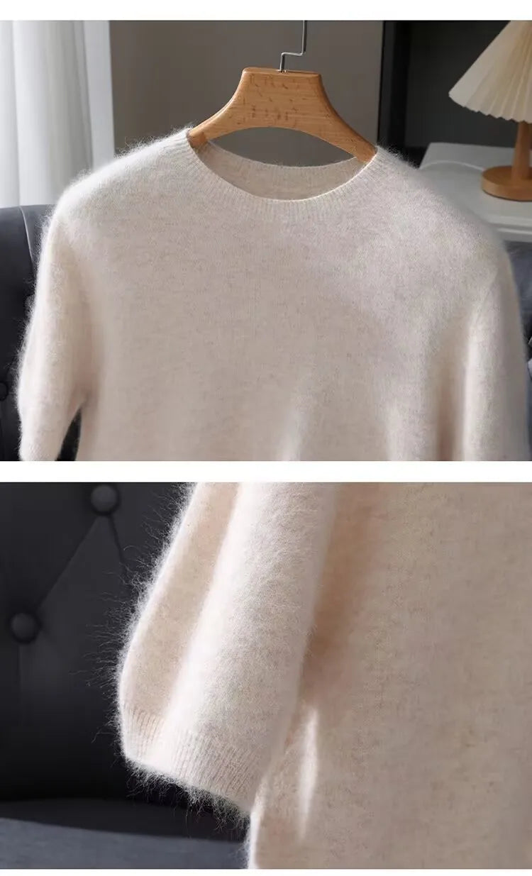 Men's Sweater Pullover Short Sleeved Summer Mink Knit Sweater Loose Round Neck Solid Color Half Sleeved Simple T-Shirt Casualtop