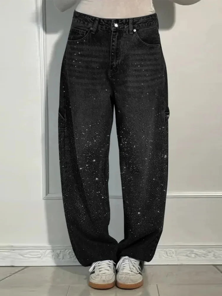 Y2k Street Oversize Loose Shining Female Wide Leg Pants