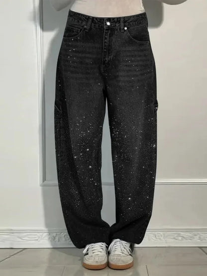 Y2k Street Oversize Loose Shining Female Wide Leg Pants